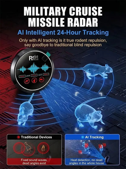 Fully automatic ultrasonic intelligent rodent and insect repellent
