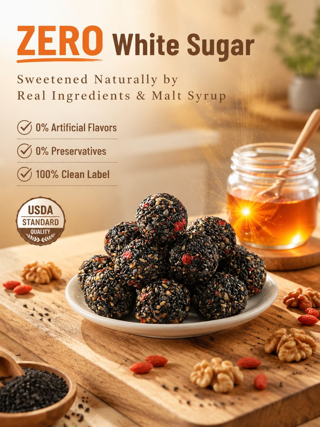 Black Sesame Walnut Date Bites