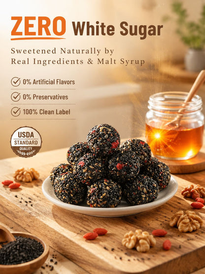 Black Sesame Walnut Date Bites