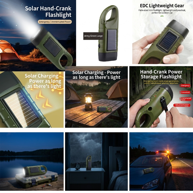 Solar Emergency LED Flashlight, Portable Rechargeable Must-Have-SUY