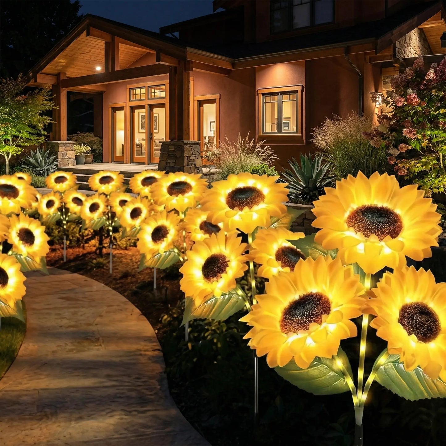 Solar Powered LED Sunflower Garden Lights Set of 2/4/6 - IP65 Waterproof Realistic Glow Outdoor Lighting for Yard Lawn Patio Porch-VEX