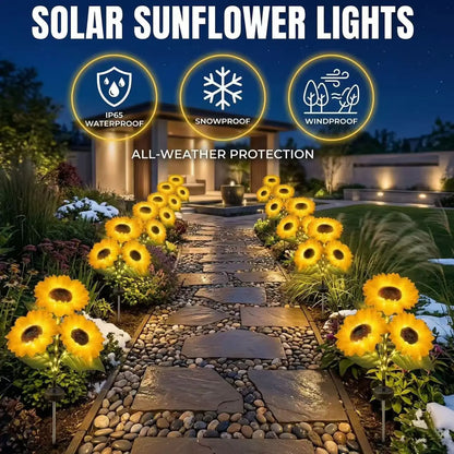 Solar Powered LED Sunflower Garden Lights Set of 2/4/6 - IP65 Waterproof Realistic Glow Outdoor Lighting for Yard Lawn Patio Porch-VEX