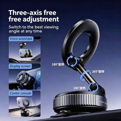 Foldable Vacuum Suction Magnetic Car Phone Holder, 360° Rotatable Dashboard Universal Cell Phone Mount for All Cars-CJP