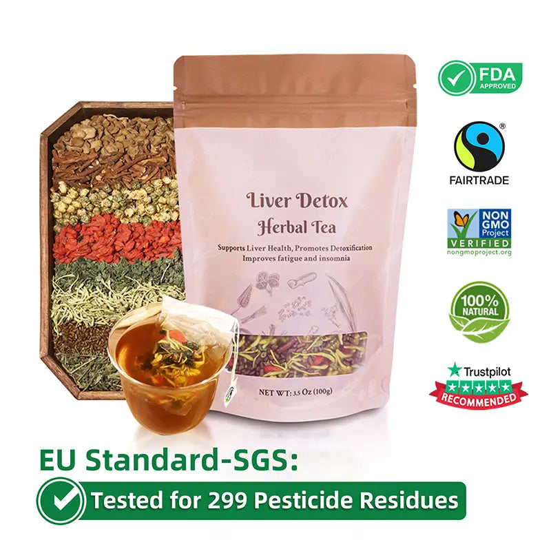 🍵🍵🍵Liver & Kidney Detox Cleanse Tea💚💚💚 | Milk Thistle, Dandelion & Goji Berry Blend for Bloating, Bad Breath & Acne Relief-VEX
