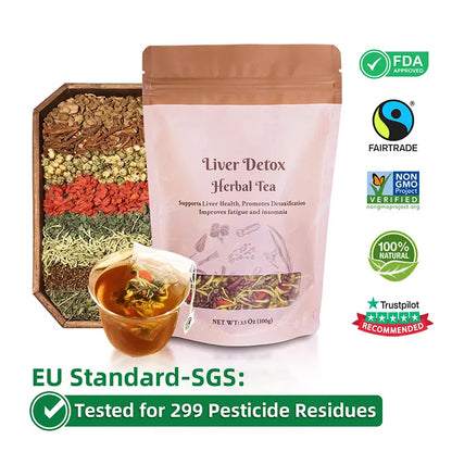 🍵🍵🍵Liver & Kidney Detox Cleanse Tea💚💚💚 | Milk Thistle, Dandelion & Goji Berry Blend for Bloating, Bad Breath & Acne Relief-VEX