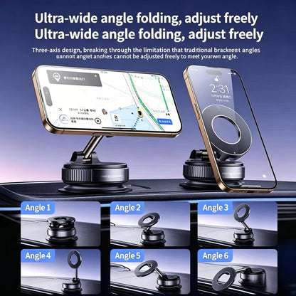 Foldable Vacuum Suction Magnetic Car Phone Holder, 360° Rotatable Dashboard Universal Cell Phone Mount for All Cars-CJP