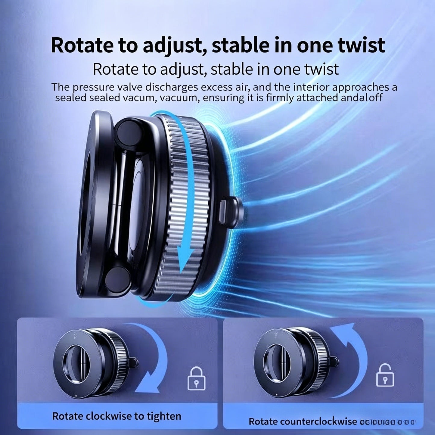 Foldable Vacuum Suction Magnetic Car Phone Holder, 360° Rotatable Dashboard Universal Cell Phone Mount for All Cars-CJP