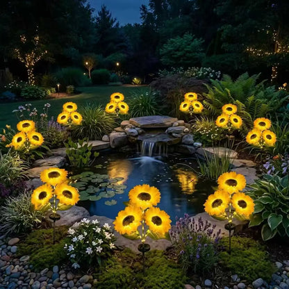 Solar Powered LED Sunflower Garden Lights Set of 2/4/6 - IP65 Waterproof Realistic Glow Outdoor Lighting for Yard Lawn Patio Porch-VEX