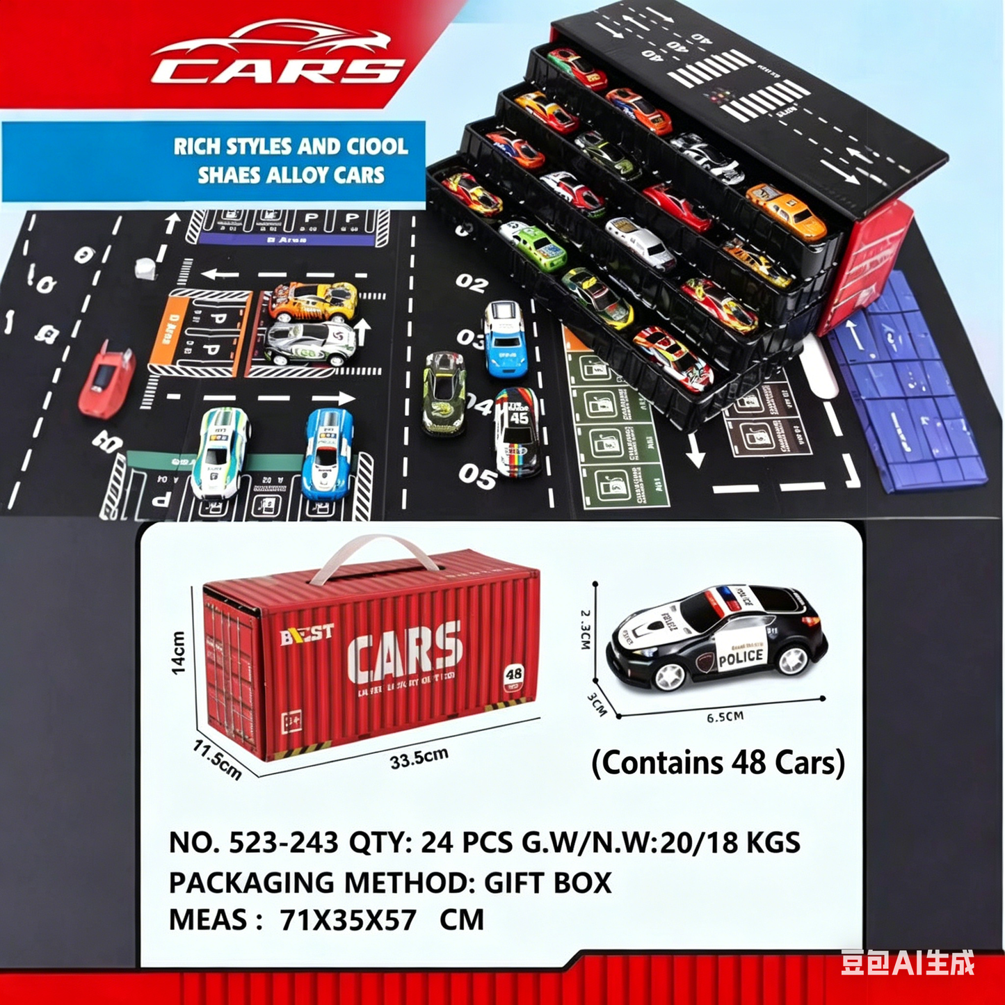 48PCS Mini Alloy Car Set with Container Storage Truck – Pull Back Racing Toys for Kids-YOY
