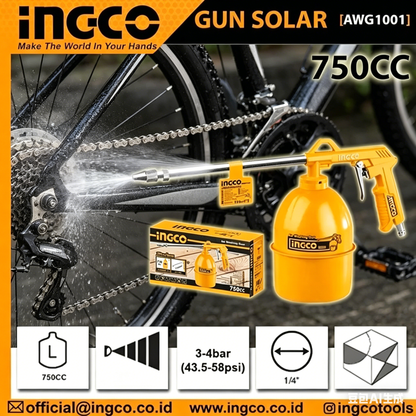 INGCO SPET SOLAR GUN SOLAR AIR WASHING GUN ENGINE CLEANER AWG1001 750C-SUY