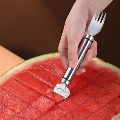 🍉2 Pack 2-in-1 Watermelon Fork Slicer🍉, Stainless Steel Fruit Cutter Cube Cutting Tool-VEX