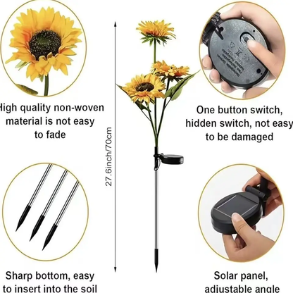 Solar LED Sunflower Garden Lights, IP65 Waterproof Outdoor Yard Lawn Patio Decor, 2/4/6Pcs-VIM