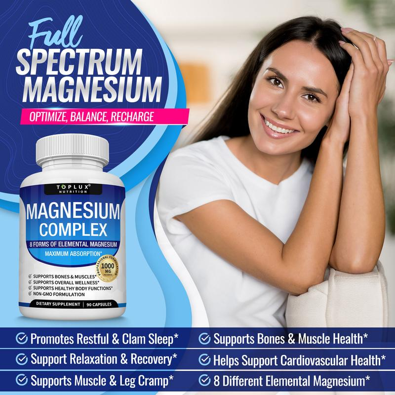 Toplux Magnesium Complex 8 Essential Magnesium Supplement 1000mg-SUY