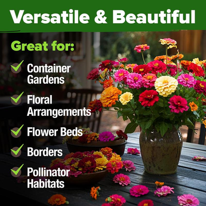 Zinnia Seeds - Pure Seeds - No Filler - USA Heirloom Flower Seeds-VIM