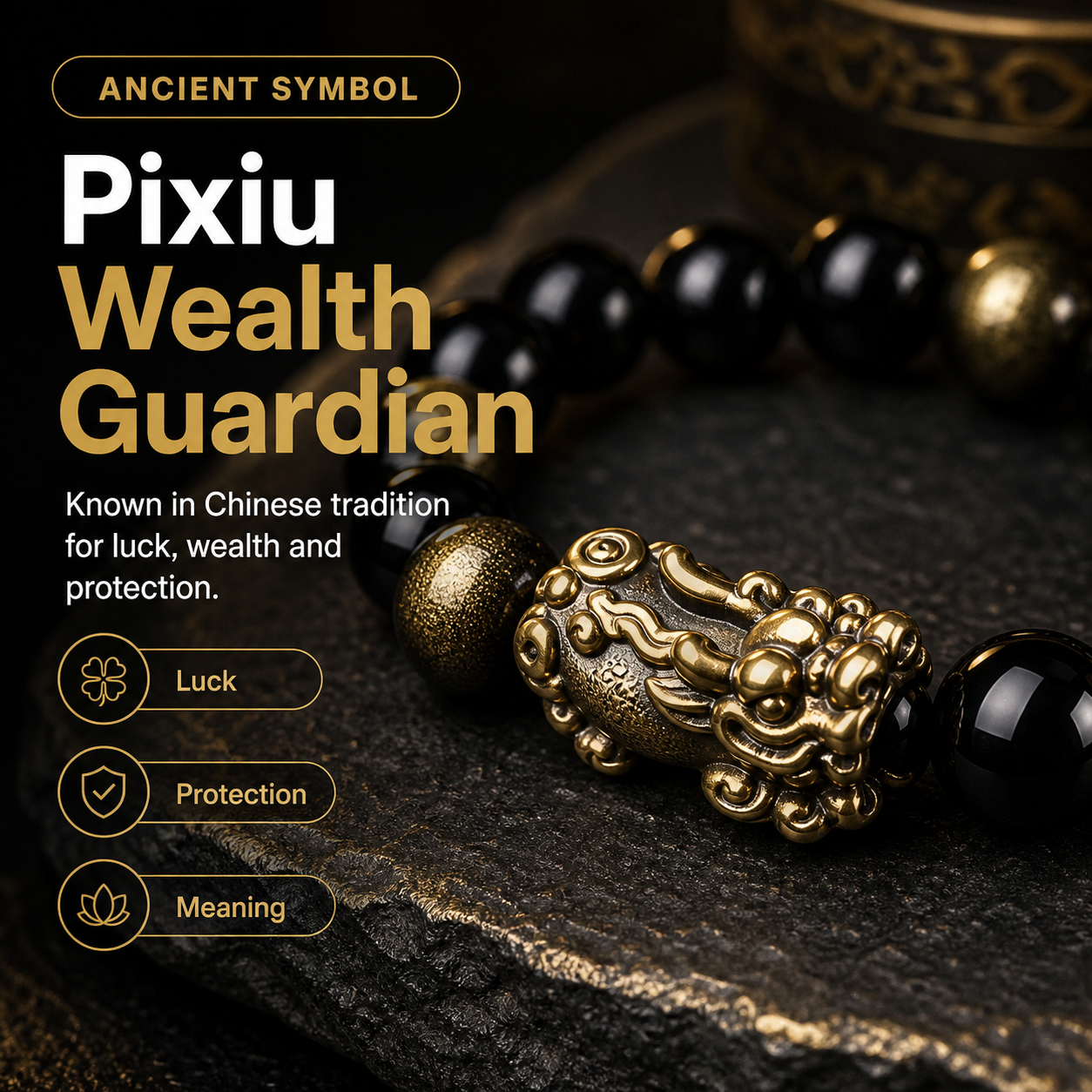 [Storelloo Pixiu bracelet gallery] Pixiu wealth guardian charm close-up
