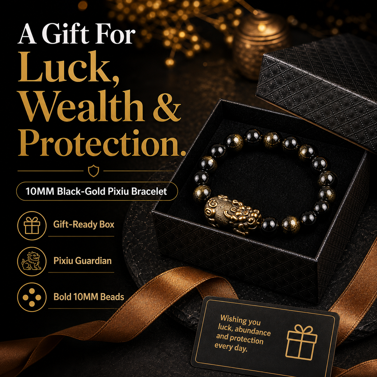 [Storelloo Pixiu bracelet gallery] Gift-led hero for 10MM black-gold Pixiu bracelet