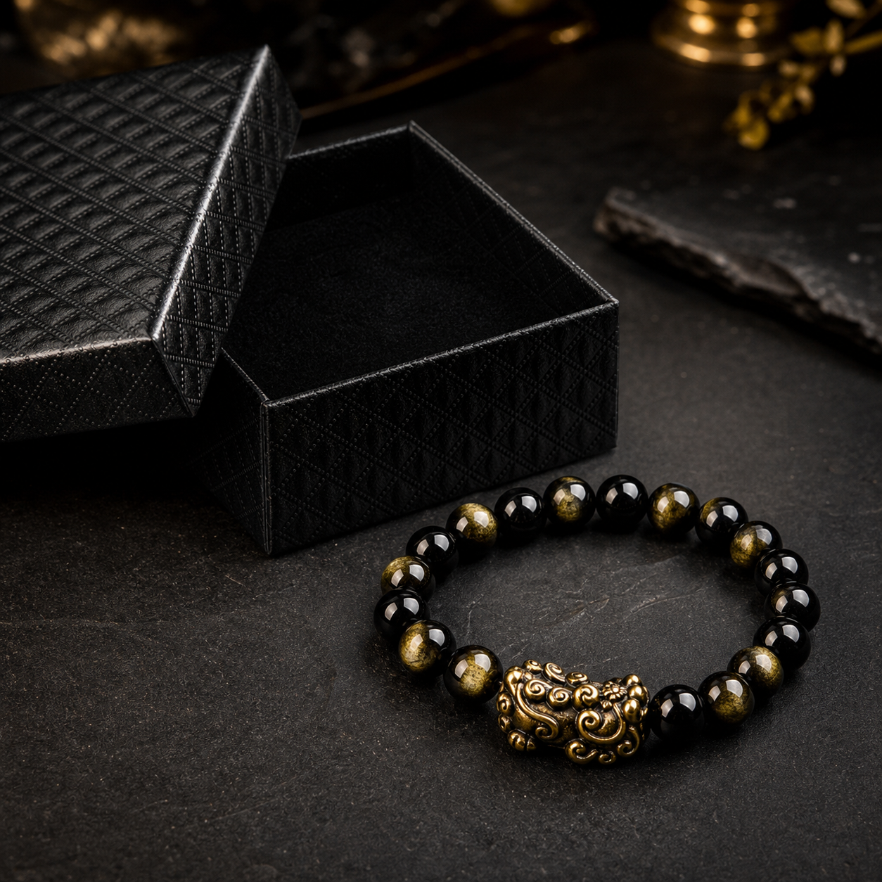 [Storelloo Pixiu bracelet gallery] Single 10MM Pixiu bracelet gift set with premium black box